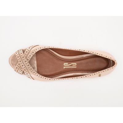 Peep Toe Envernizado Dusty Bege