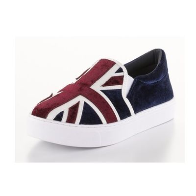 Tênis Slip On Veludo Azul e Vermelho Infantil