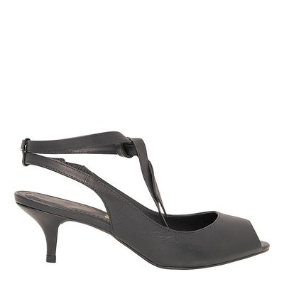 Peep Toe Laço Salto Baixo Preto