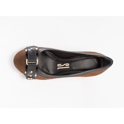 Scarpin Suede Fivela Marrom