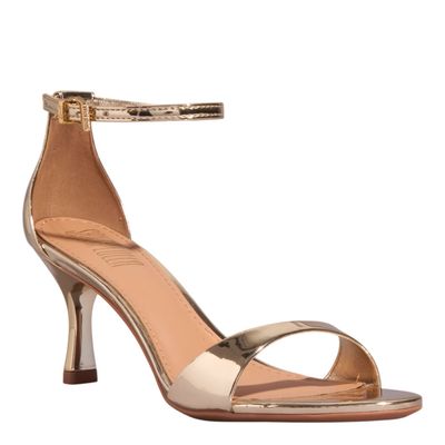 Sandália Metalizada Salto Fino Dourada