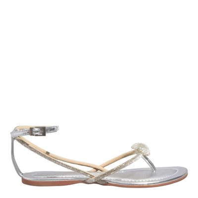 Rasteira Bico Redondo Shiny Prata Metalizada