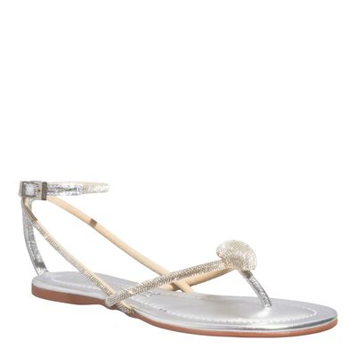 Rasteira Bico Redondo Shiny Prata Metalizada