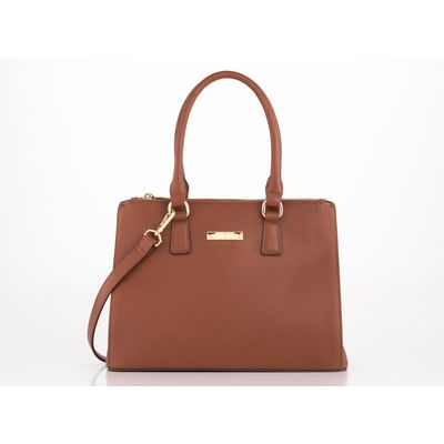 Bolsa Grande Caramelo e Dourado