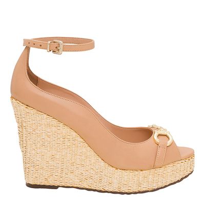 Peep Toe Couro Pelica Soft Bege Amendoa