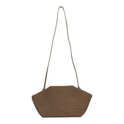 Bolsa M Couro Camurça Croco Fog