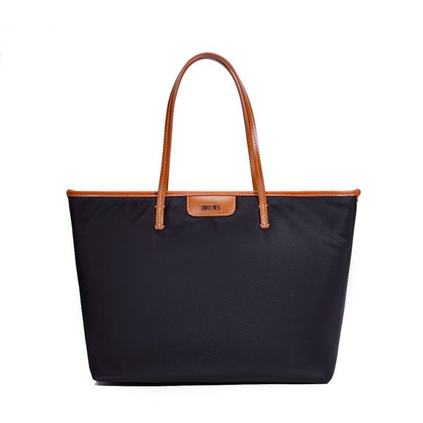 Bolsa Shopper Nylon Preta e Caramelo