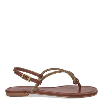 Rasteira Napa Marrom Bico Quadrado