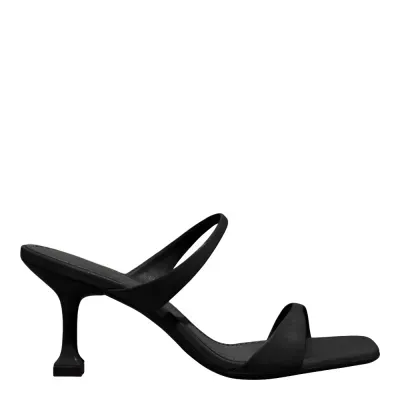 Mule Couro Premium Preto Salto Alto Fino