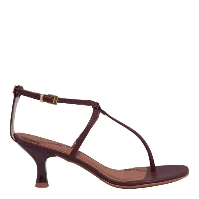 Sandália Tira Salomé Napa Vermelho Salto Fino Baixo