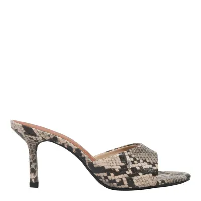 Mule Estampa Animal Print Cobra Salto Alto Fino