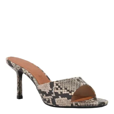 Mule Estampa Animal Print Cobra Salto Alto Fino