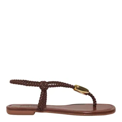 Rasteira Napa Marrom Bico Quadrado