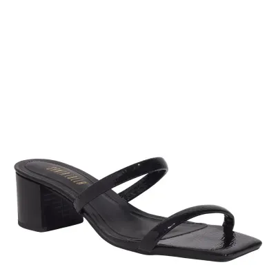 Mule Verniz Glossy Preto Salto Bloco Baixo