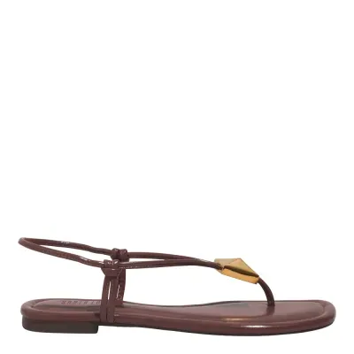 Rasteira Napa Madri Marrom Bico Quadrado