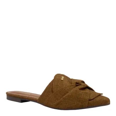 Mule Linho Copacabana Marrom Bico Fino