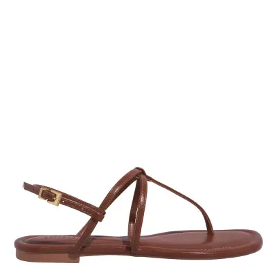 Rasteira Tira Salomé Napa Madri Marrom Bico Quadrado