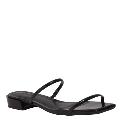 Mule Metalizado Reflexo Preto Bico Quadrado