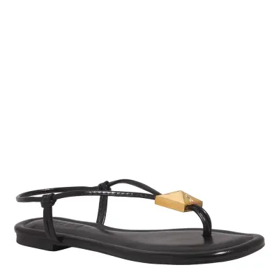 Rasteira Napa Madri Preta Bico Quadrado