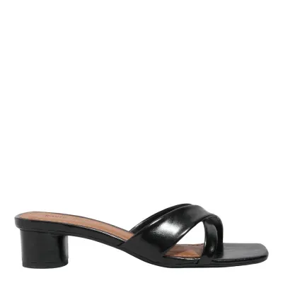 Mule Napa Preto Salto Bloco Baixo