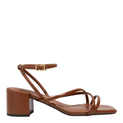 Sandália Napa Madri Marrom Salto Bloco Baixo