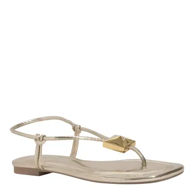 Rasteira Metalizado Reflexo Champagne