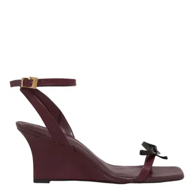 Sandália Anabela Couro Soft Vermelha