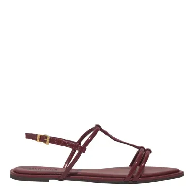 Rasteira Verniz Vermelho Bico Folha