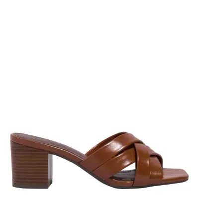 Mule Napa Marrom Salto Bloco Baixo