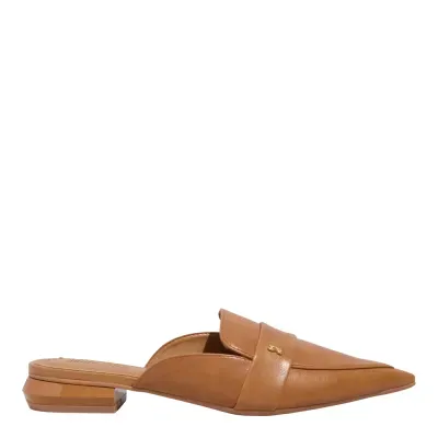 Mocassim Mule Napa Madri Bico Fino Caramelo