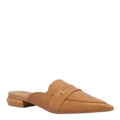 Mocassim Mule Napa Madri Bico Fino Caramelo