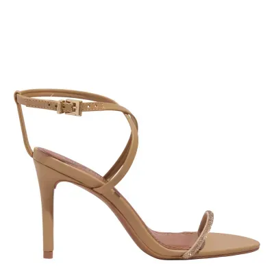 Sandália Napa Santorine Bege Palha Salto Alto Fino