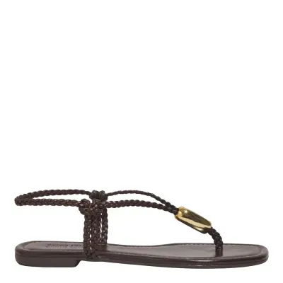 Rasteira Napa Marrom Escuro Bico Quadrado