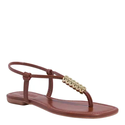 Rasteira Napa Marrom Bico Quadrado