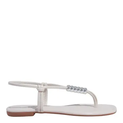 Rasteira Napa Creme Bico Quadrado