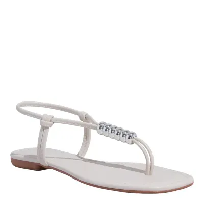 Rasteira Napa Creme Bico Quadrado