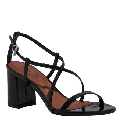 Sandália Verniz Preta Salto Alto Grosso