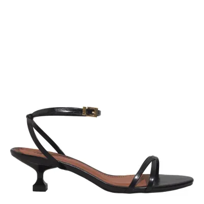 Sandalia Napa Madri Preto Salto Baixo Fino