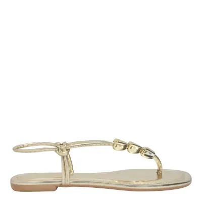 Rasteira Tira Salomé Napa Metalizada Dourada