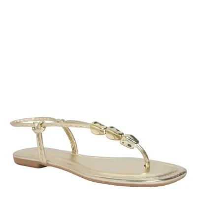 Rasteira Tira Salomé Napa Metalizada Dourada