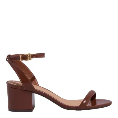 Sandália Napa Marrom Salto Bloco Baixo