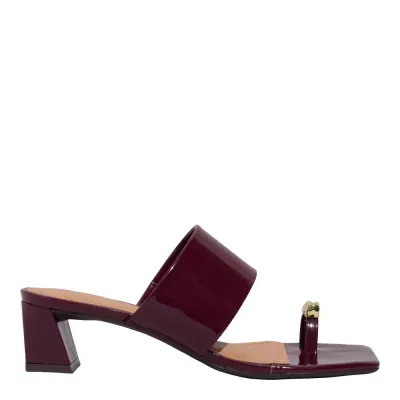 Mule Thong Verniz Roxo Berry Salto Grosso Baixo