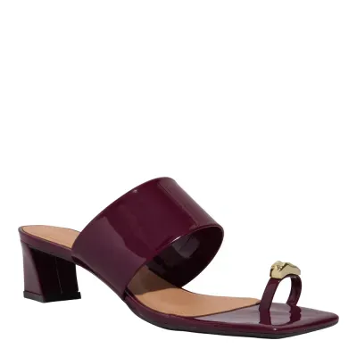 Mule Thong Verniz Roxo Berry Salto Grosso Baixo
