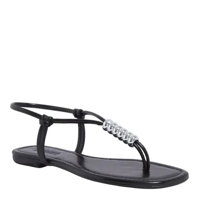 Rasteira Napa Preta Bico Quadrado