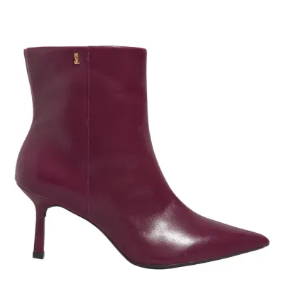 Bota Couro Soft Cano Curto Bico Fino Roxa