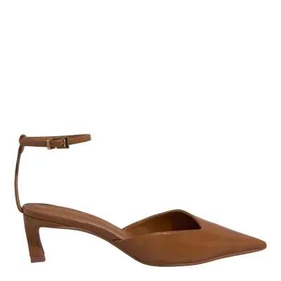 Scarpin Slingback Napa Salto Baixo Fino Marrom