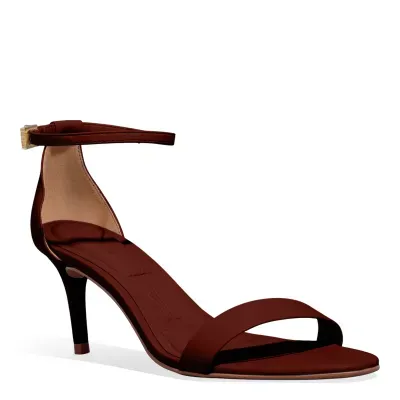 Sandália Napa Soft Salto Fino Vermelho Marsala