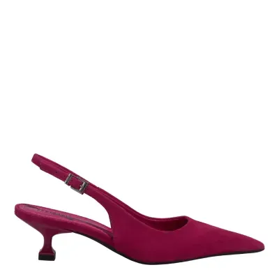 Scarpin Slingback Couro Nobuck Salto Taça Rosa