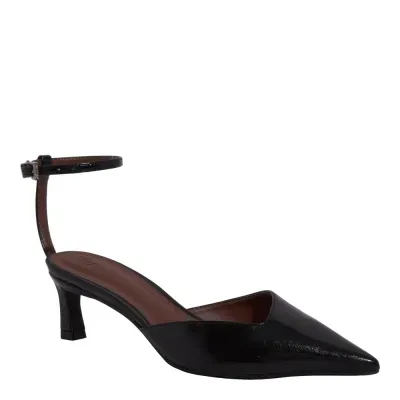 Scarpin Slingback Napa Salto Baixo Fino Preto
