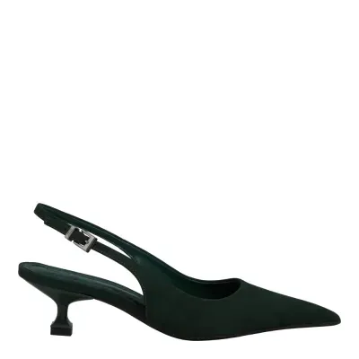 Scarpin Slingback Couro Nobuck Salto Taça Verde Turmalina